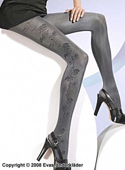 Tights with rose patterns